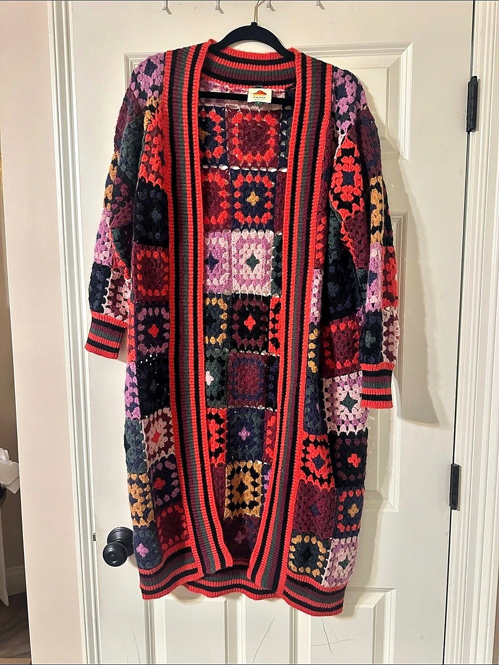 Farm Rio Patchwork Cardigan in Multicolor Size Medium